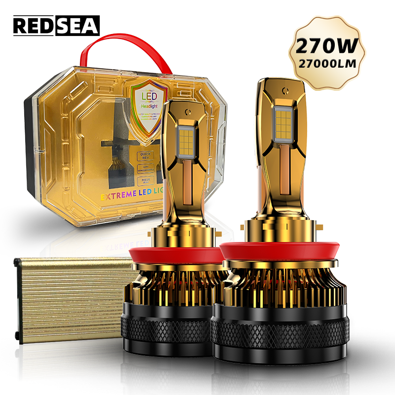 REDSEA LED Headlights X23 High Power 270W 27000LM LED H1 H3 H4 H7 H11 9005 9006 9007 Canbus LED Headlight Bulbs H7 LED