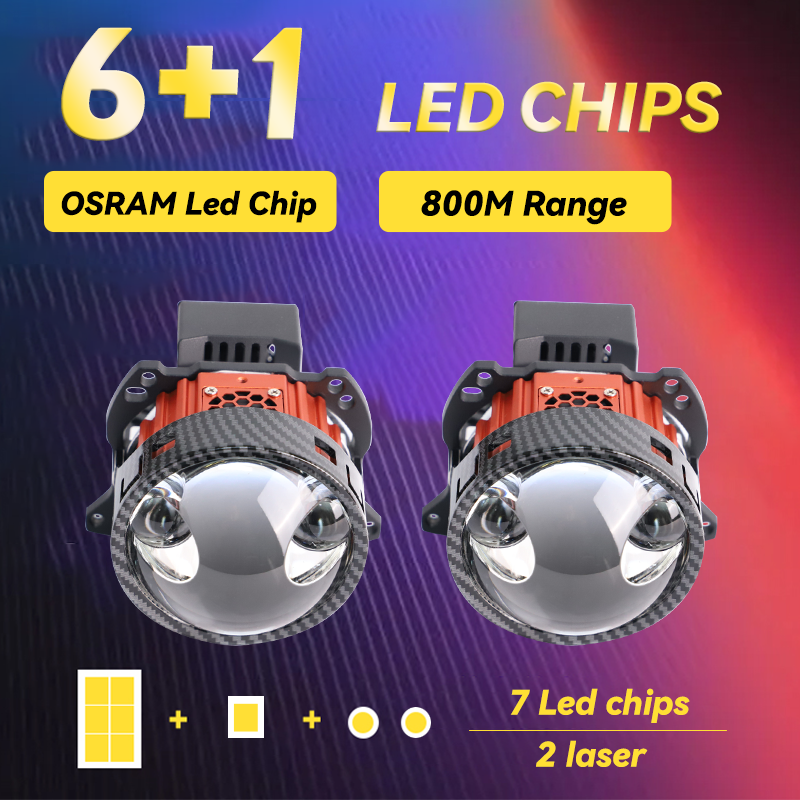 Redsea 2024 NEW arrival  3.0 inch bi led lenses 3.0 E500 90 watt 50000lm double lens dual laser bi led for auto car LHD/RHD