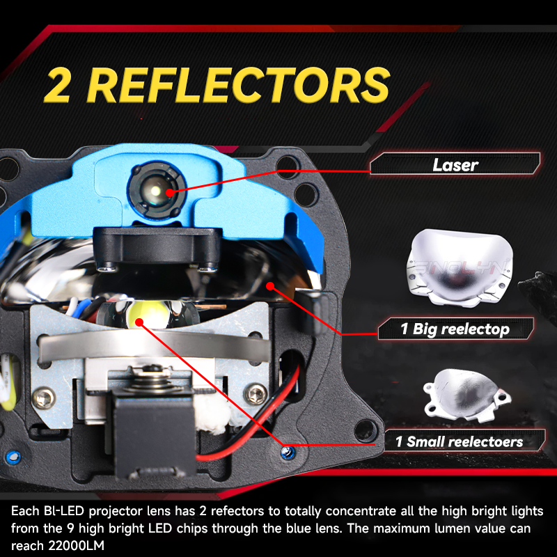 REDSEA High Quality X500 170W 20000lm 3 inch Bi LED Projector Lens High And Low Beam 3.0 bi led lens For Universal Car