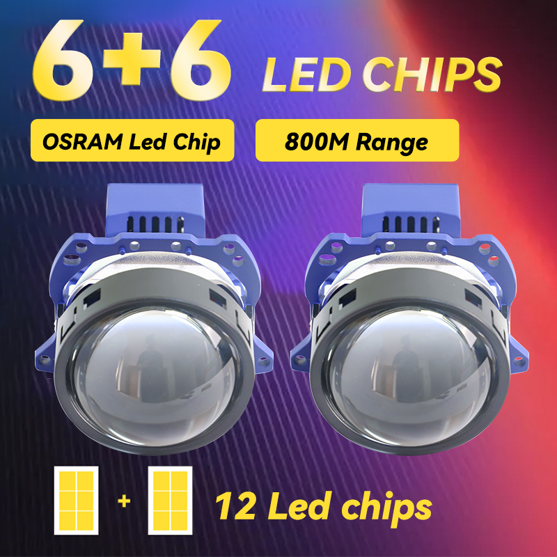 Redsea new universal osram chip blue 12v 24v vehicle light 3 inch 70w 75w 4300k laser lenses bi led projectors lens 3.0