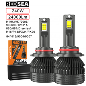 REDSEA 240W 30000LM L12 Highest Power H4 H11 9005 9006 LED Headlights Bulb  Wholesale Pice Auto H1 H3 H7 Led  Headlight For Car