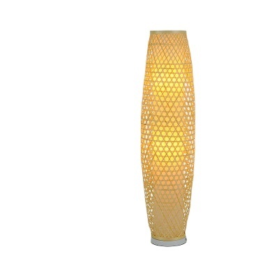 Hotel Room Moroccan Modern Chinese Large Cylinder Bali Rattan Wicker Bamboo Weaving Nordic Standing Light Floor Lamp For Hotel