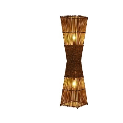 Hotel Room Moroccan Modern Chinese Large Cylinder Bali Rattan Wicker Bamboo Weaving Nordic Standing Light Floor Lamp For Hotel