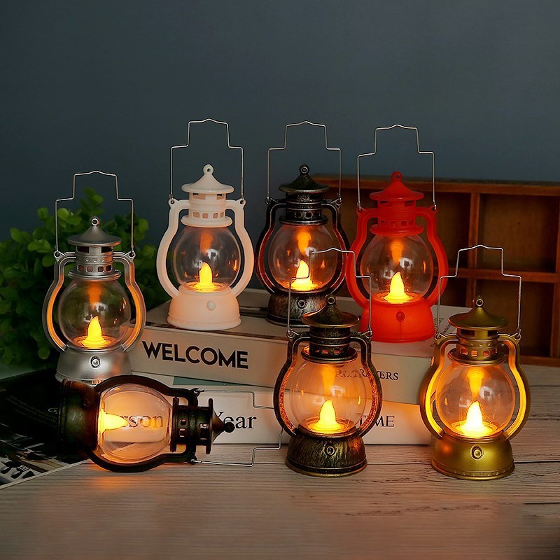 Halloween Outdoor Wall Decor Christmas Flameless Candle Mini Oil Plastic Led Pumpkin Light Lantern Halloween Thanksgiving Decor