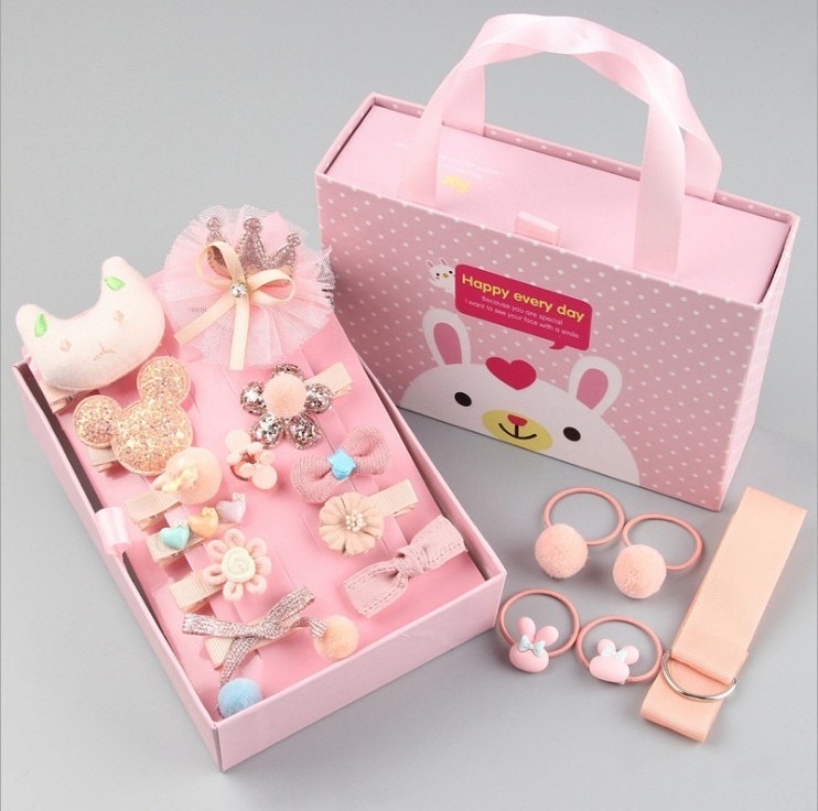 Redwillow Factory Wholesale New Arrive Kids Hair Accessories 18 Pcs Per Box Baby Hair Clip Bows Gift Set For Children Baby Girls