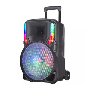 Hifi 12 Inch 15 Inch Trolley Speaker With Blue Tooth OutdoorLight And Speaker TF TWS Portable Sound System For Gym With Wheel