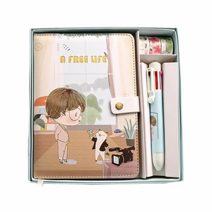 Cute Cartoon Notebook Colorful Gel Pen Masking Tape Set for Kawaii Student Stationery Scrapbook Diary Journal Kids Gift