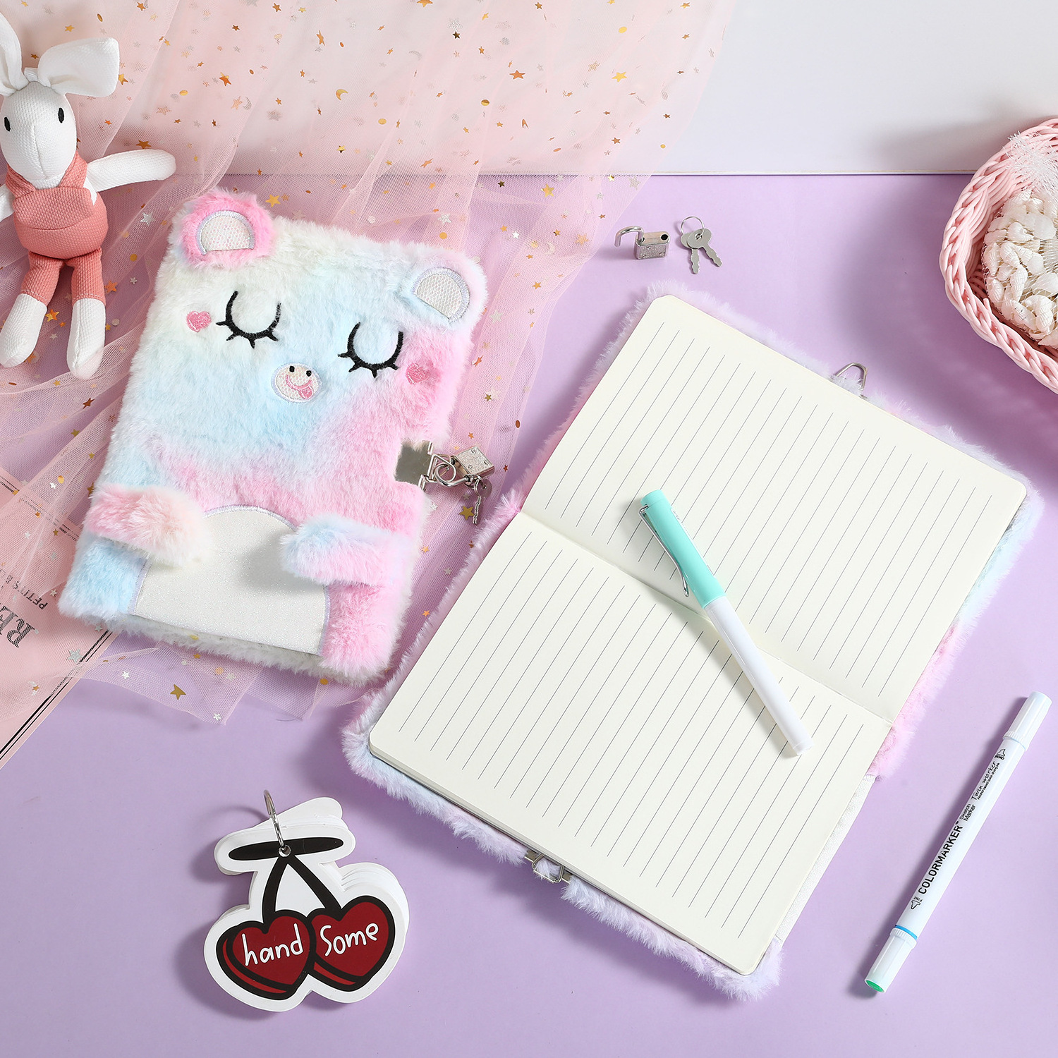 Kids Gift Cute Journal Note Book Plush Kawaii Notebook 2024 Diary For Girls with Lock