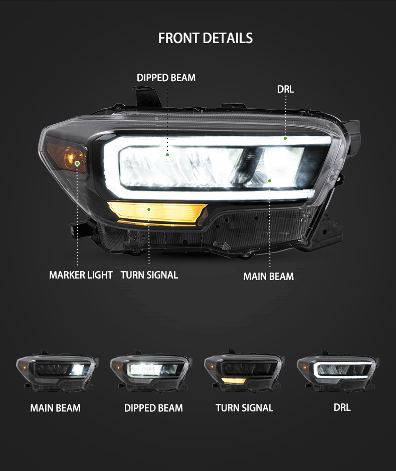 Factory LED auto Headlights For Toyota Tacoma 2015-2022 Car Light Accessories Parts Auto Lighting Systems Sequential Head