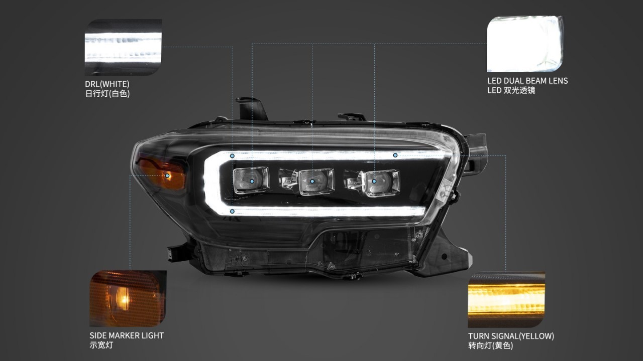 Factory LED  Car Light Accessories Parts Auto Lighting Systems Sequential auto Headlights For Toyota Tacoma 2015-2022