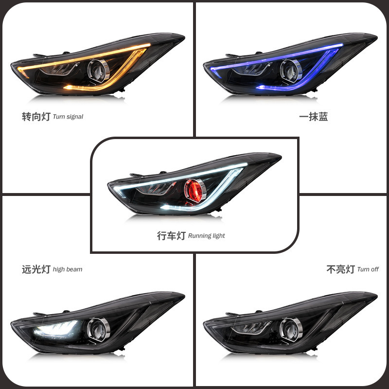 factory manufacture For 2012-UP Elantra LED Headlights Avante Front Lamp Assembly Modification