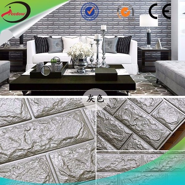 Background embossed 3d brick wall paper modern 3d foam wall paper foam pe wallpaper slat wall panel