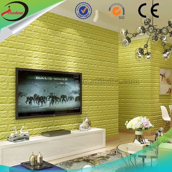 3d wall panel home decoration foam sticker foam sticky wallpaper soundproofing foam wall