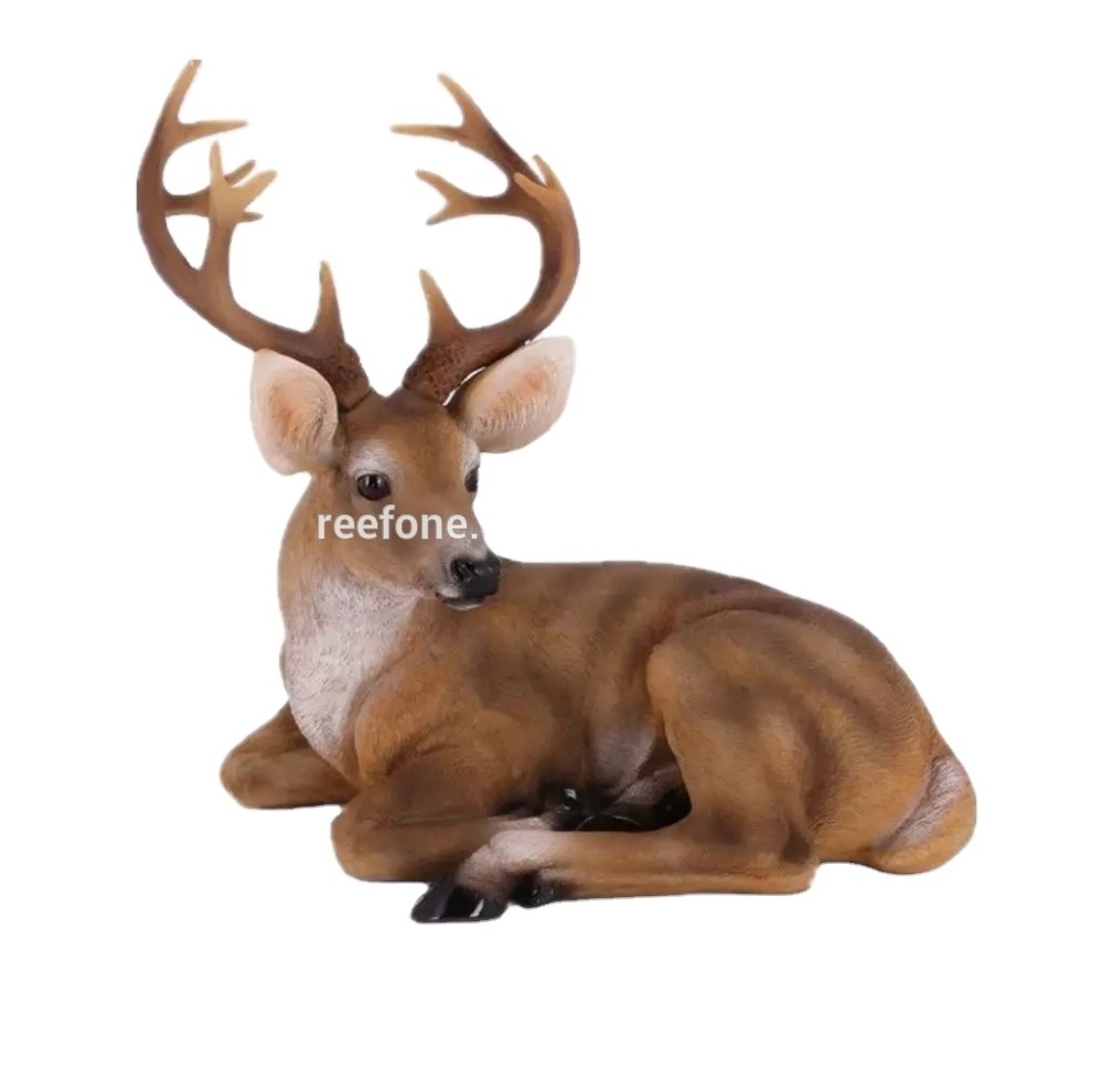 2020 life size resin outdoor and indoor animal statue  Sitting Deer Christmas Reindeer Statue