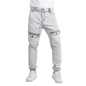 2021 Polyester cotton turkish fashion denim trousers six pocket male joggers white men clothes and jeans