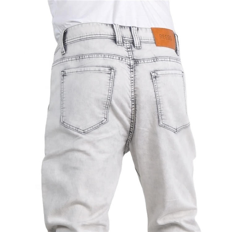 2021 Polyester cotton turkish fashion denim trousers six pocket male joggers white men clothes and jeans