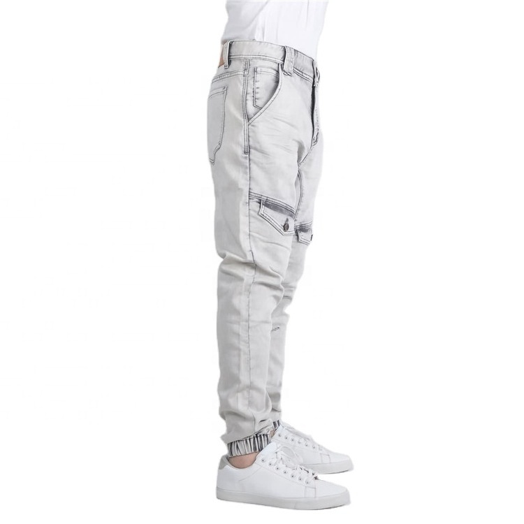 2021 Polyester cotton turkish fashion denim trousers six pocket male joggers white men clothes and jeans