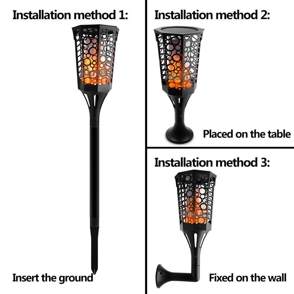 Solar Torch Light 99LED 3 Mode Outdoor Waterproof Flickering Flames Torches Decoration Lighting Dusk to Dawn Auto On/Off