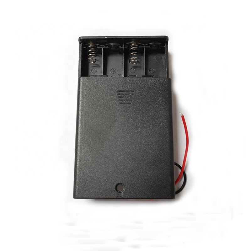 Plastic 4 AAA 6V Series Battery Holder With Switch And Cover