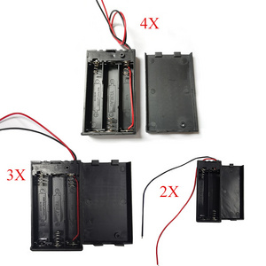 1.5V AAA  Plastic Battery Holder with cover switch and lead wire connector for PCB