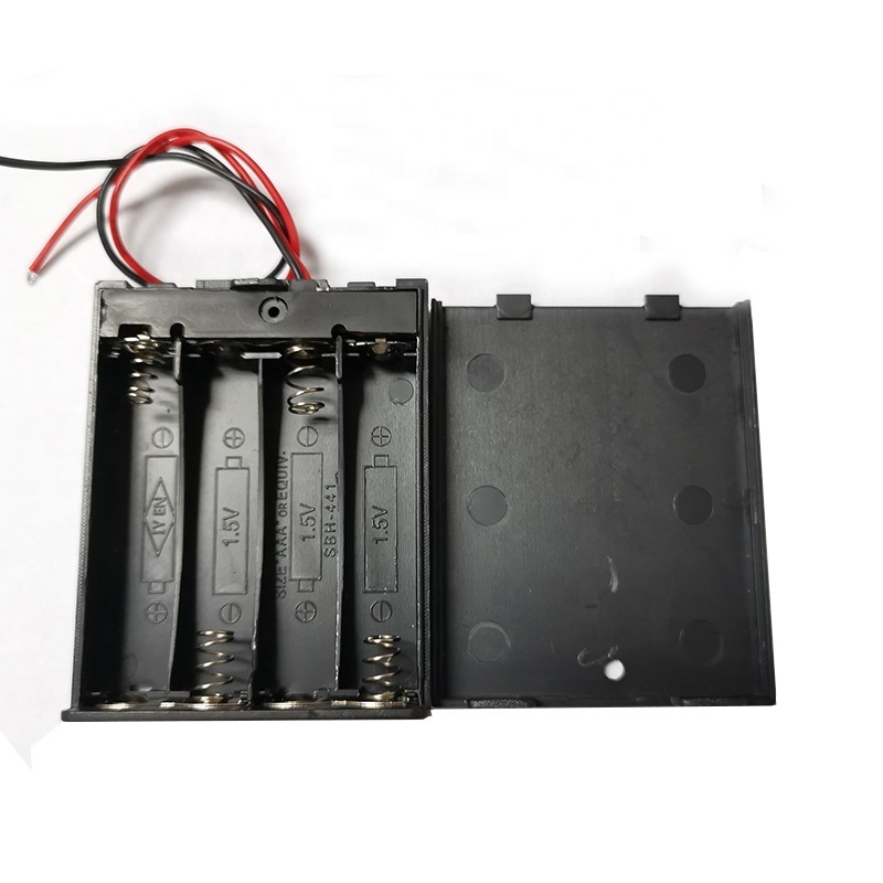 Plastic 4 AAA 6V Series Battery Holder With Switch And Cover