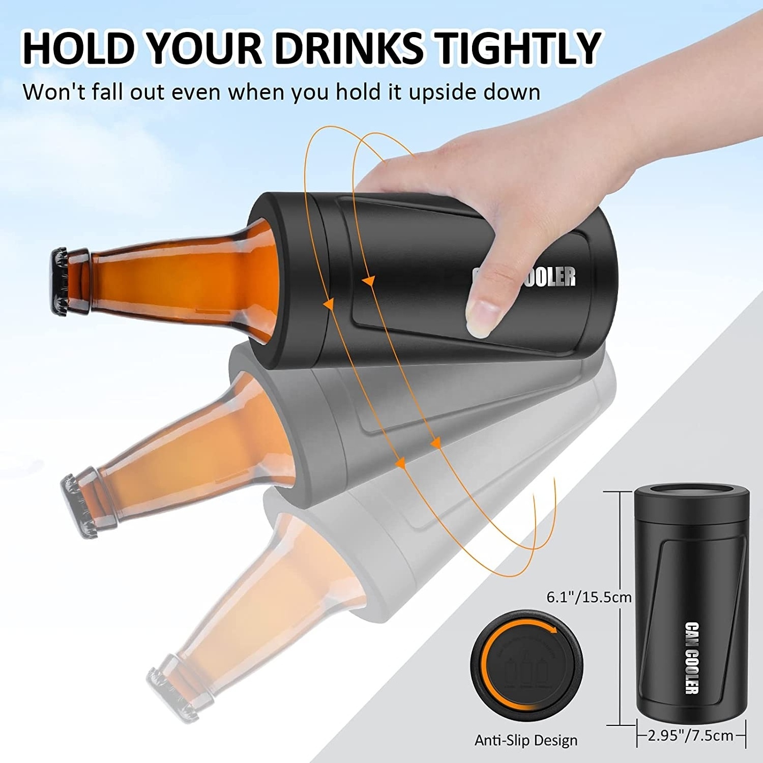 Reekoos 4 in 1 double walled stainless steel slim can vacuum insulated cooler holder 12 Oz beer cold insulator