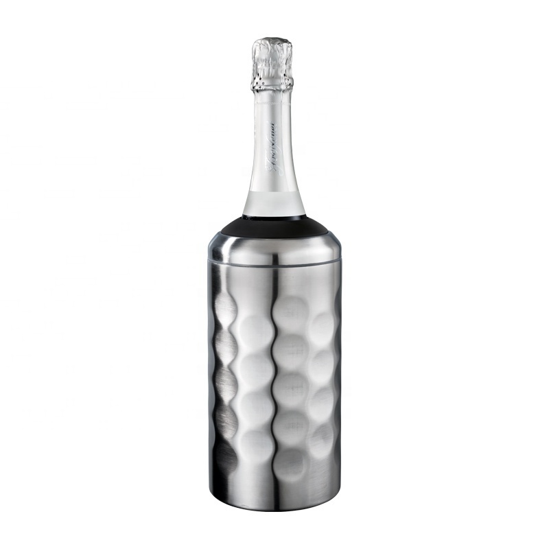 Reekoos Custom Portable No Ice Metal Champagne Wine Chiller Insulated Double Wall Stainless Steel Wine Bottle Cooler Bucket