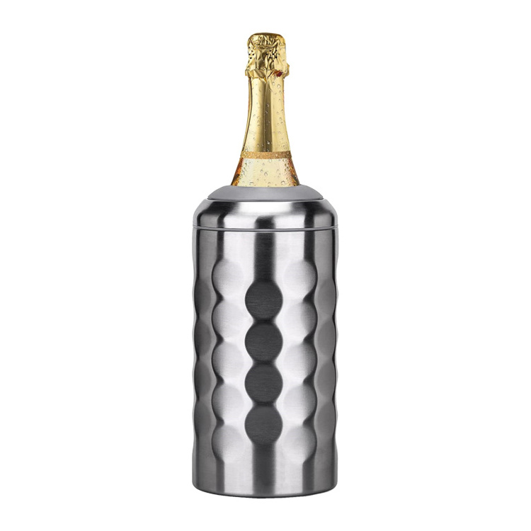 Reekoos Custom Portable No Ice Metal Champagne Wine Chiller Insulated Double Wall Stainless Steel Wine Bottle Cooler Bucket