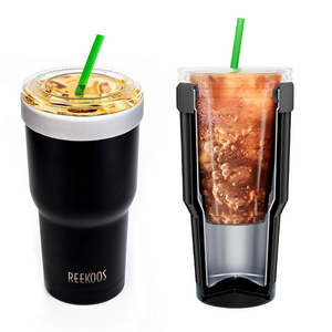 Reekoos Reusable Cup Holder Friendly TO GO Vacuum Insulated Stainless Steel Iced Coffee Sleeve For 16-32oz Coffee Cups