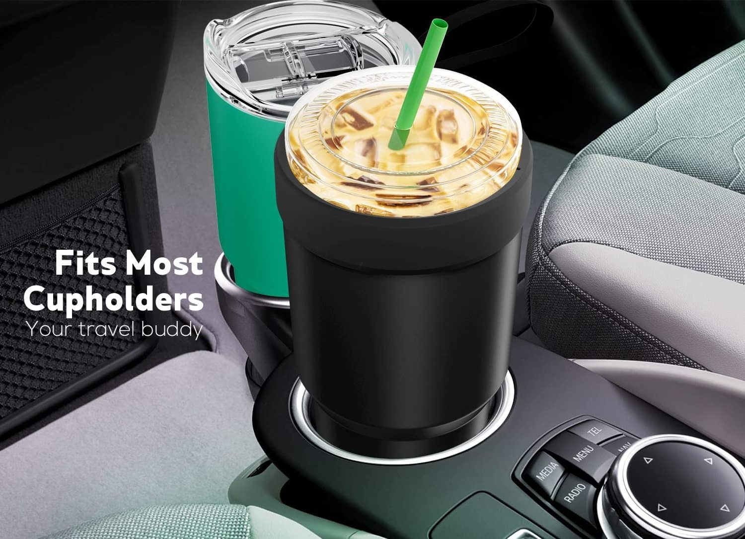 Reekoos Reusable Cup Holder Friendly TO GO Vacuum Insulated Stainless Steel Iced Coffee Sleeve For 16-32oz Coffee Cups