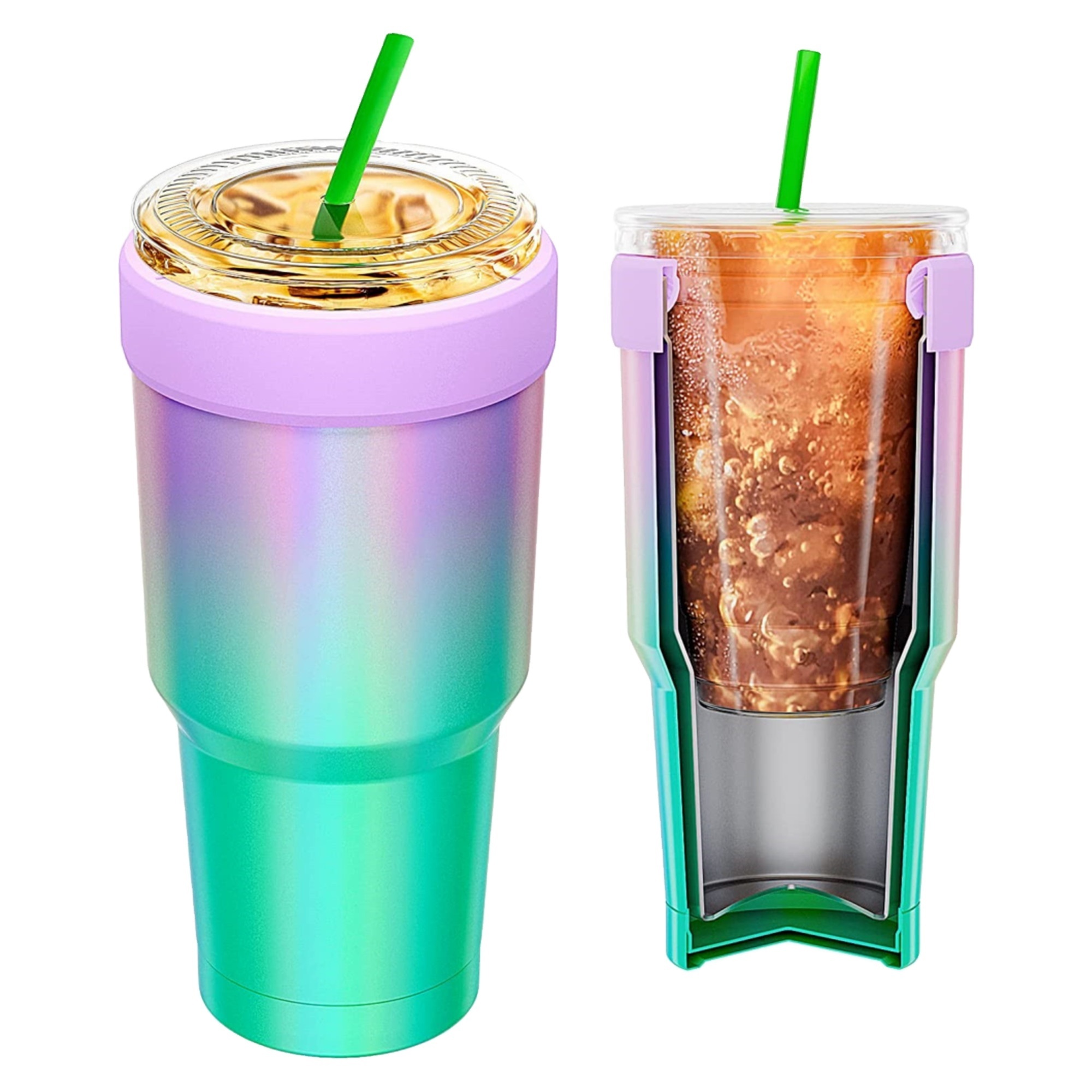 Reekoos Reusable Cup Holder Friendly TO GO Vacuum Insulated Stainless Steel Iced Coffee Sleeve For 16-32oz Coffee Cups