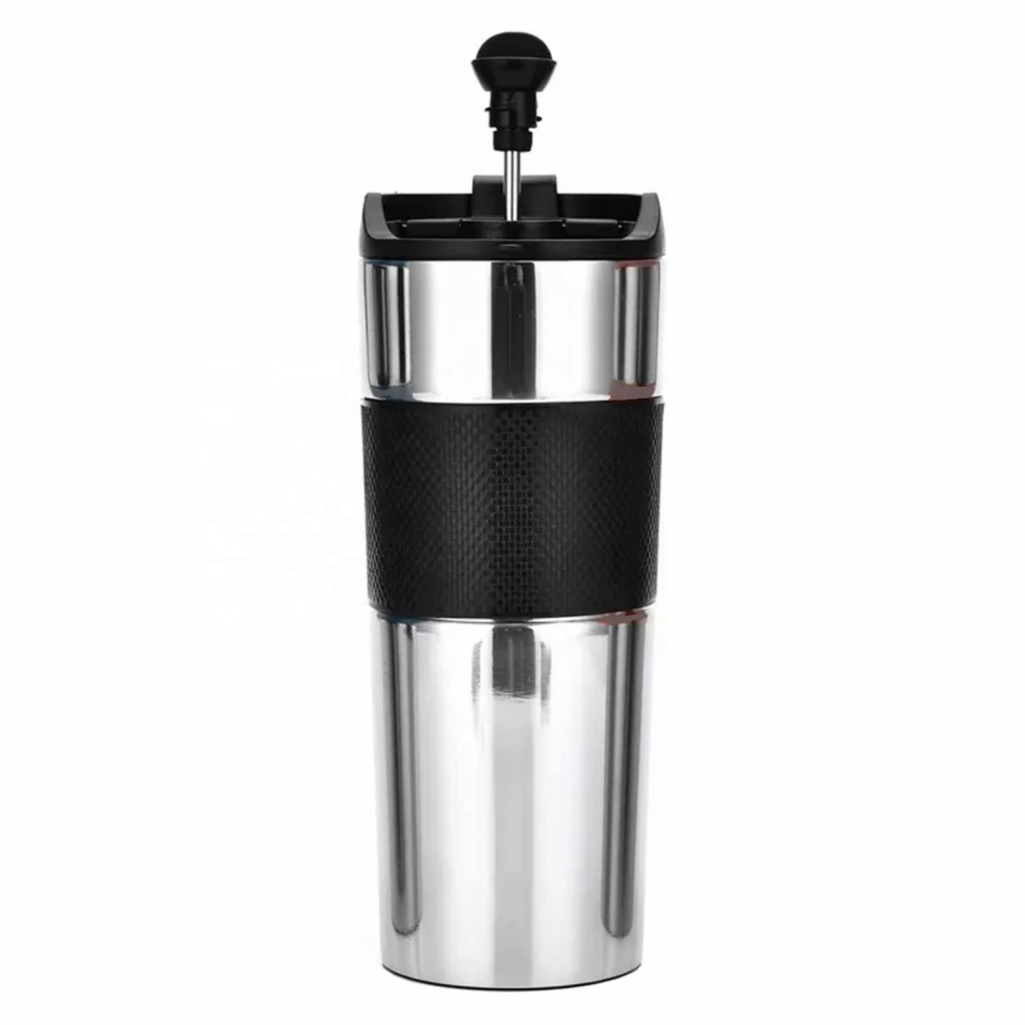 Custom 16oz French Press Travel Mug Vacuum Insulated Thermo Double Wall Coffee and Tea Maker Large Deluxe Stainless Steel Mugs