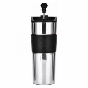 Custom 16oz French Press Travel Mug Vacuum Insulated Thermo Double Wall Coffee and Tea Maker Large Deluxe Stainless Steel Mugs