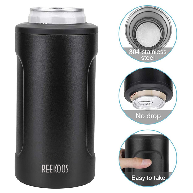 New 4 In 1 Vacuum Insulated Double Walled Skinny Coozies 12 oz Beer Bottle Can Holder Stainless Steel Slim Can Cooler Insulator