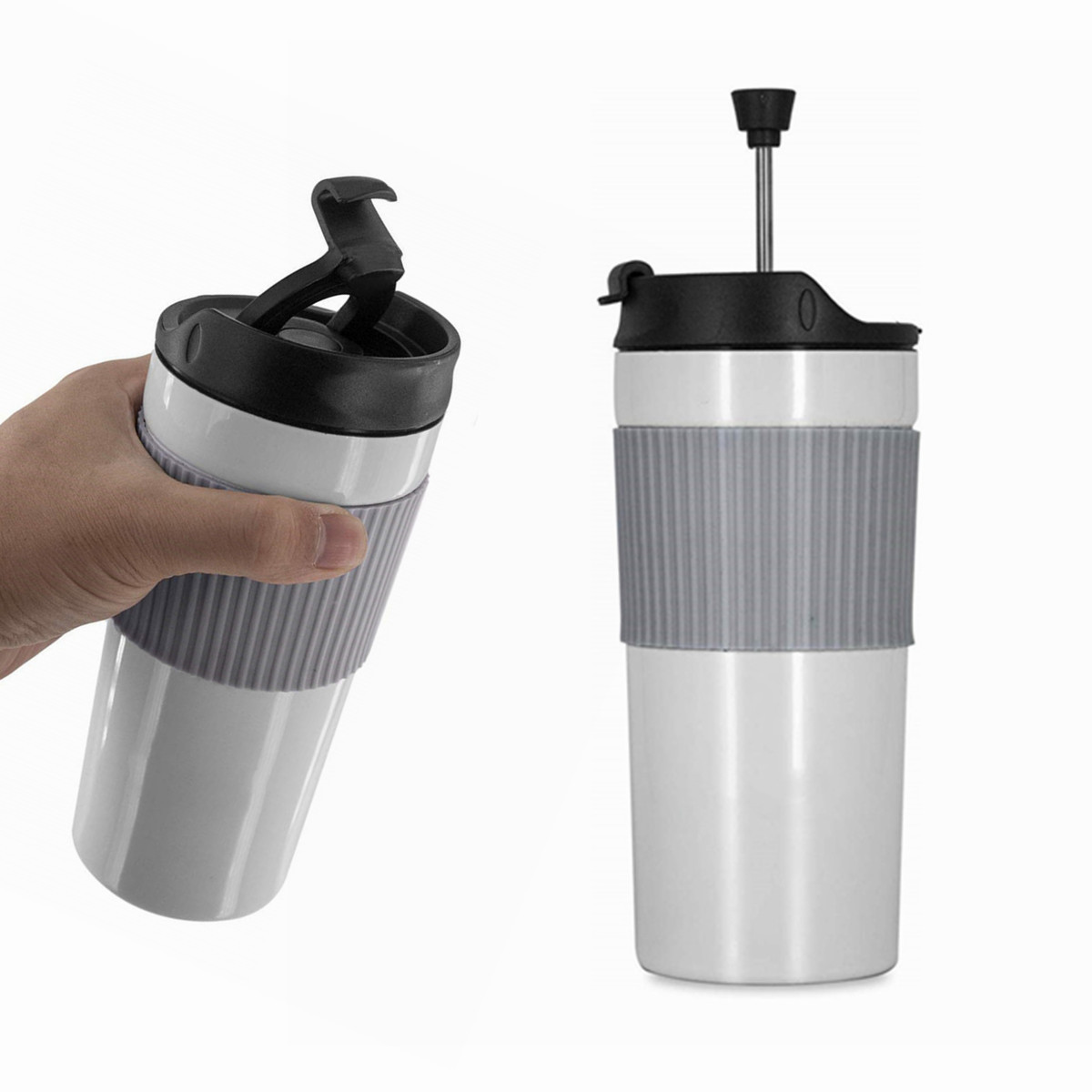 Best Wholesale 12oz Travel Coffee Maker Portable French Press Insulated Vacuum Stainless Steel Coffee Tea Mug