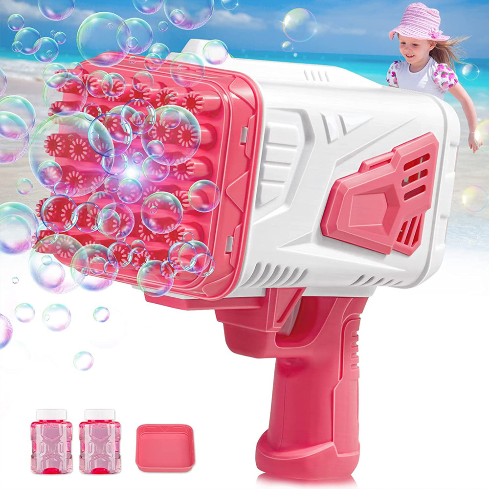 Electric Rocket Bazooka Boom Bubble Maker 36 Hole Light Bubble Machine Gun Flashing Electric Bubble Gun Toy for Kids