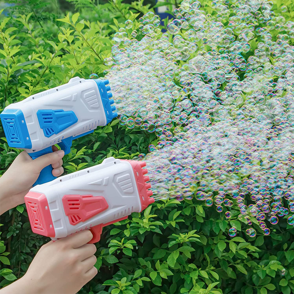 Electric Rocket Bazooka Boom Bubble Maker 36 Hole Light Bubble Machine Gun Flashing Electric Bubble Gun Toy for Kids