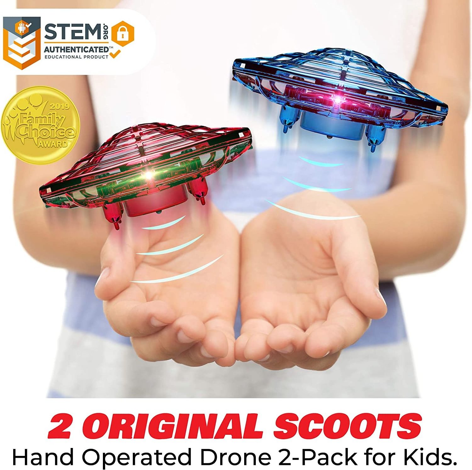 Mini Drone Flying Toy Hand Operated Drones for Kids or Adults - Scoot Hands Free UFO Helicopter, Easy Indoor Outdoor Flying Ball