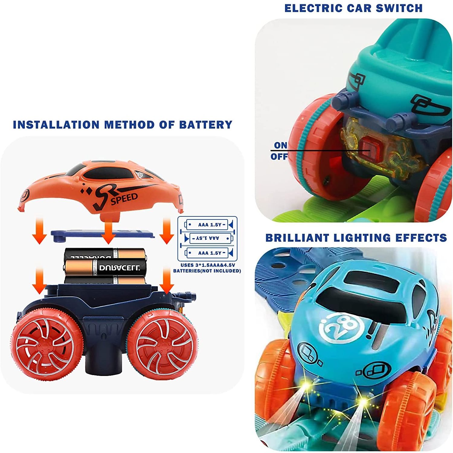 New Kid Toy DIY Assemble Flexible Rail Slot Electric Racing Track With LED Light Battery Power Track Rail Car Toys For Children