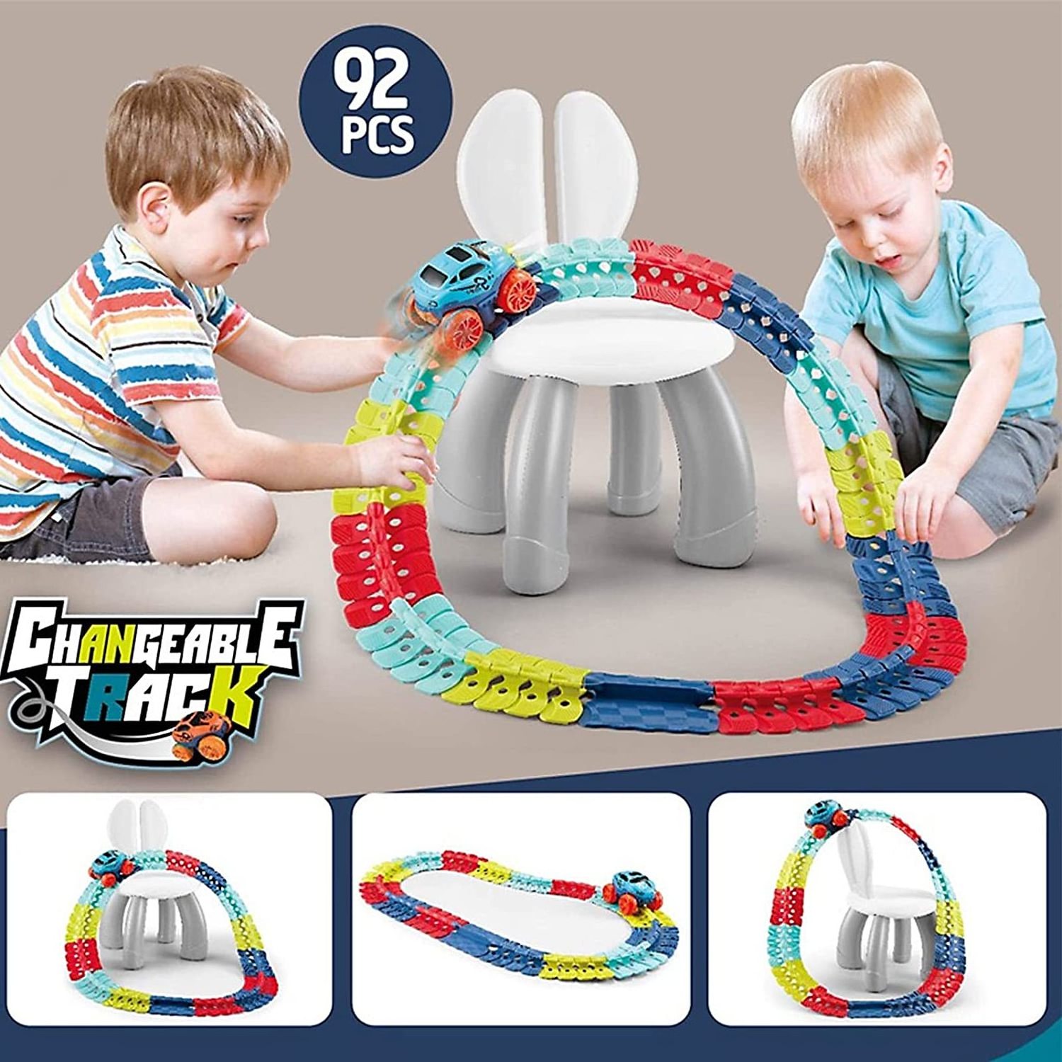 New Kid Toy DIY Assemble Flexible Rail Slot Electric Racing Track With LED Light Battery Power Track Rail Car Toys For Children