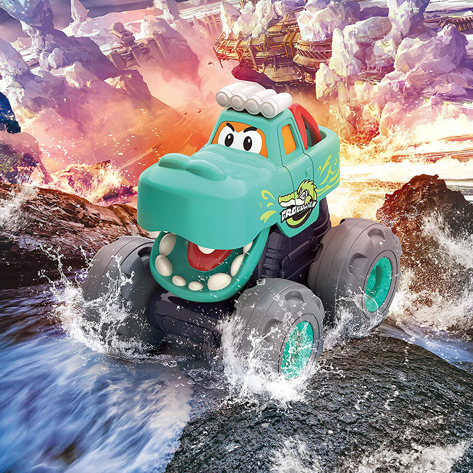 Monster Truck Toy 3pcs Cartoon Friction Car Crocodile Friction Powered Bull Car Pull Back Leopard Car Big Wheel Truck