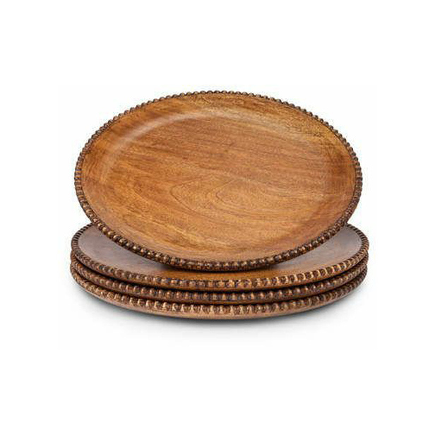 Luxury Design Charger Plate Brown Color Wooden  Dinnerware Dish Plate Use For Kitchenware