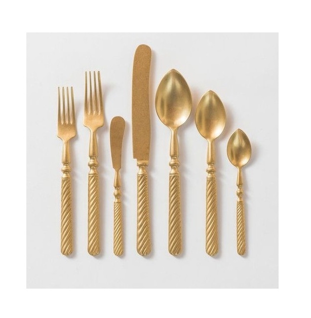 Affordable Cutlery Set  Gold Color  Unique Design Flatware For Kitchen and Tabletop Dinnerware Handmade in Bulk