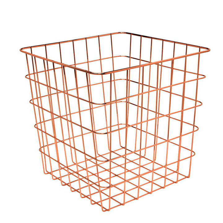 Attractive Design Copper Plated Basket Wholesale High Quality Metal Wire Basket With Handle Use For Storage Laundry