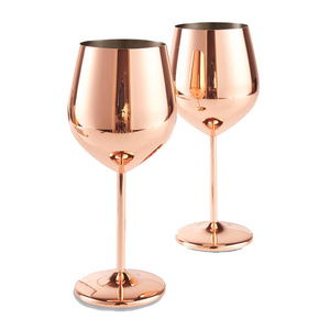 Hot Selling Metal Wine Goblet Cups Classic Design Cocktail Glasses Rose Gold Color Use For Restaurant And Party In Bulk