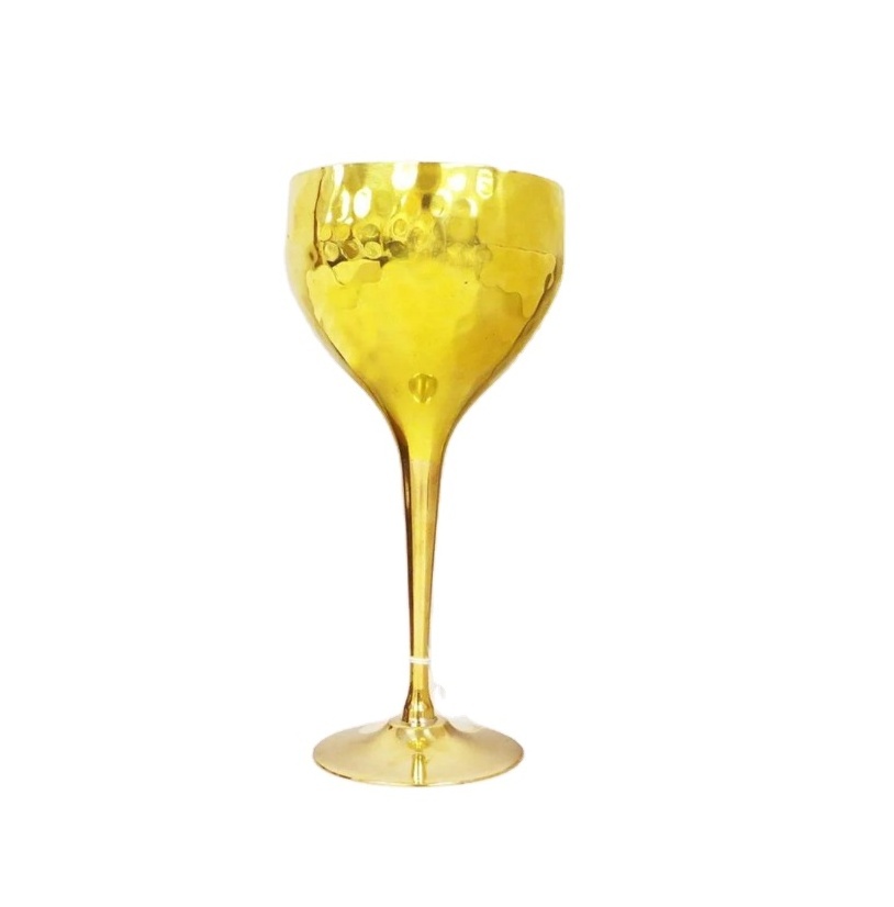 Gold Plated Brass Metal Wine Goblet Modern Cocktail Glasses Champagne Glasses Gold Unbreakable Wine Glass Metal Goblet