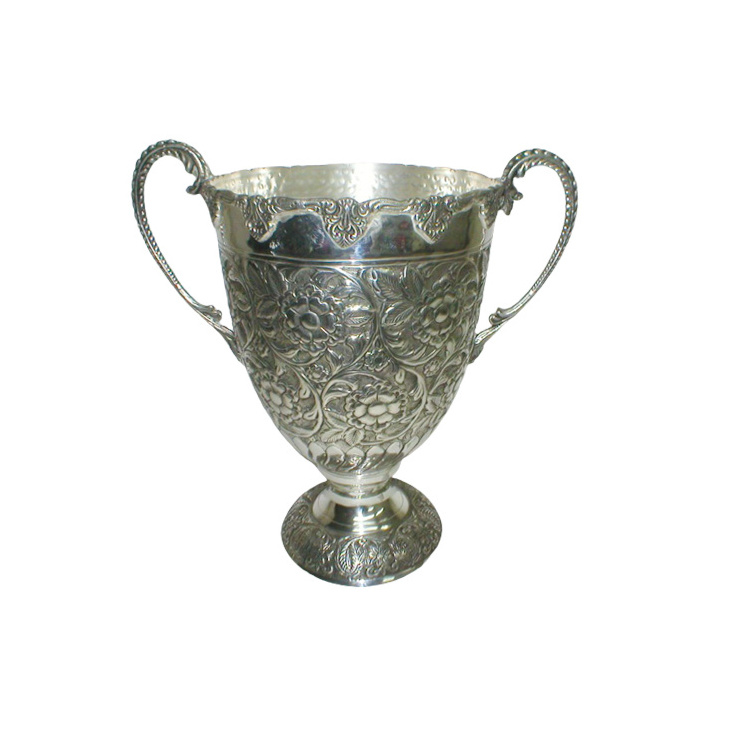 Manufacturer Custom Brass Metal Electro plated Nickle Trophy Award Soccer Football Trophies Sports Cup from India