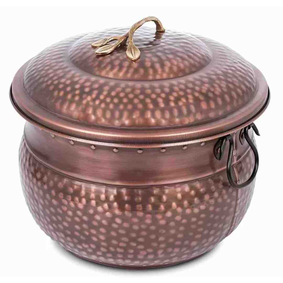 Extremely High Quality grade Iron Metal Hose Pot brown for garden Garden Hose Pot Storage Holder Copper Antique with LID