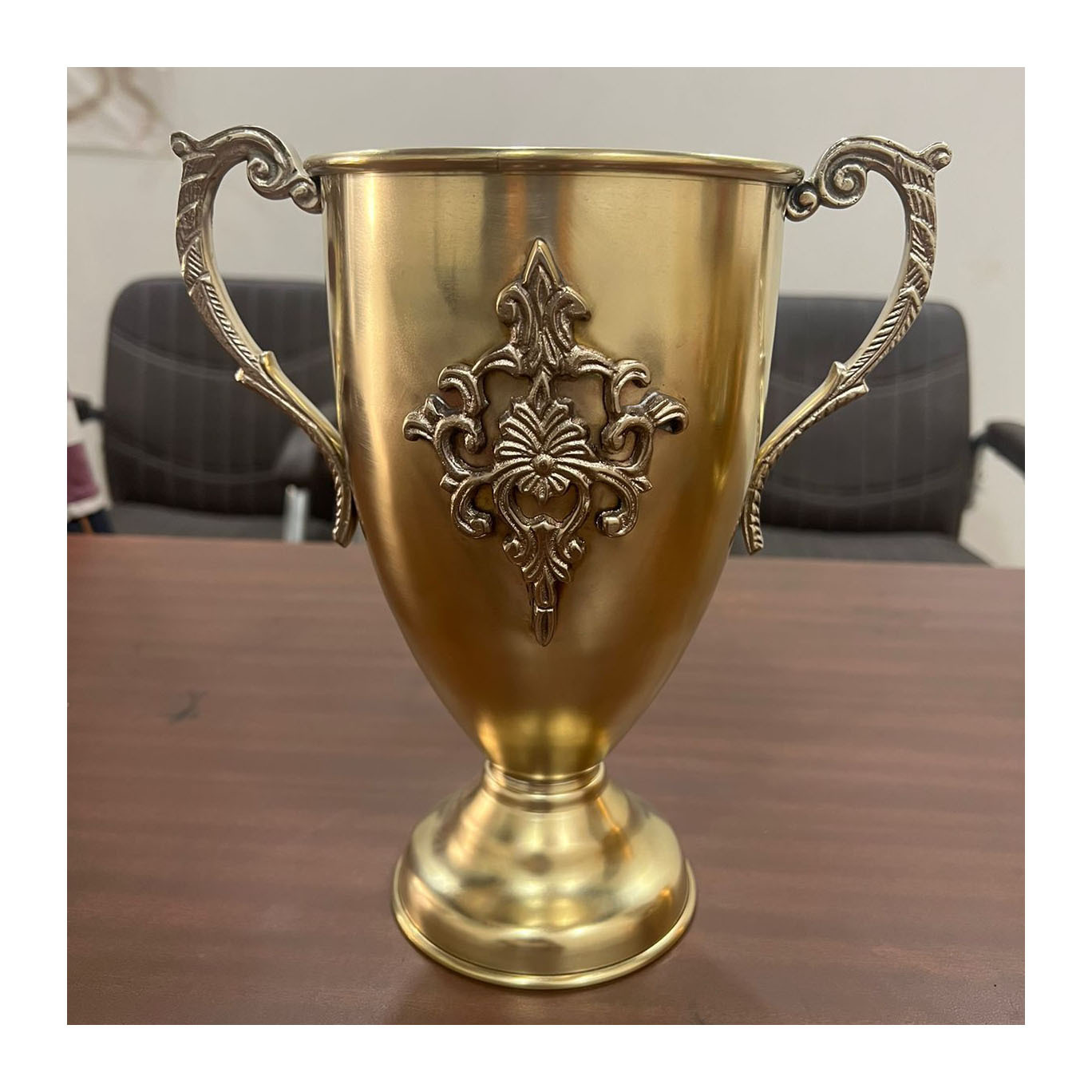 Manufacturer Custom Brass Metal Electro plated Nickle Trophy Award Soccer Football Trophies Sports Cup from India