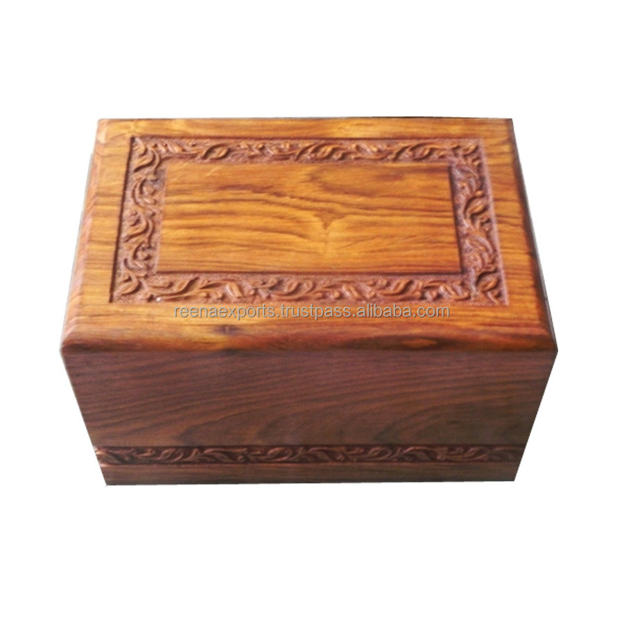 Lowest Prices Wood Pet Urns Antique Wood Urn Indian Manufacture High Quality Acacia Wood Urn